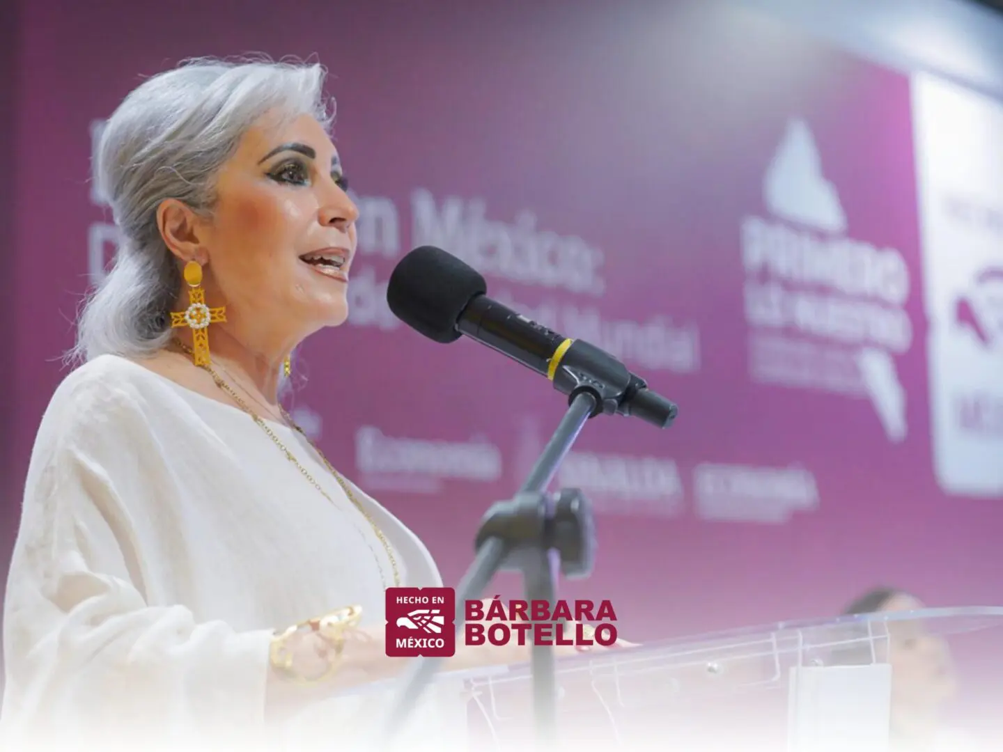 Bárbara Botello, directora de la marca Hecho en México, durante su visita a Chiapas.