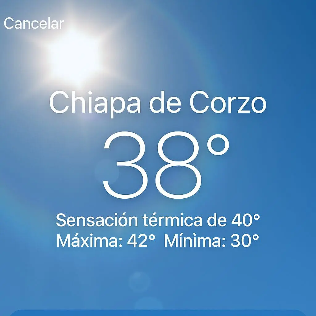 Sunny weather, Chiapa de Corzo, 38 degrees.