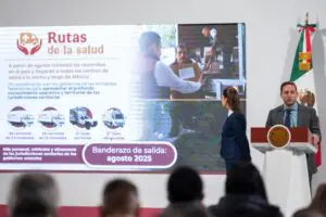 Claudia Sheinbaum y Eduardo Clark presentan el programa Rutas de la Salud durante conferencia matutina