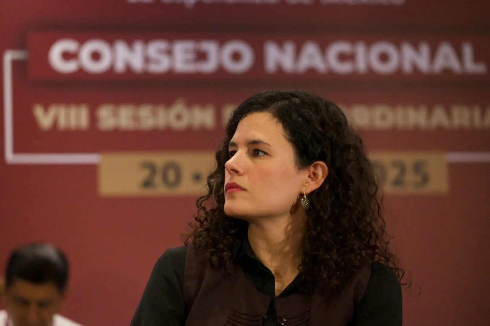 Luisa María Alcalde durante la sesión del Consejo Nacional de Morena