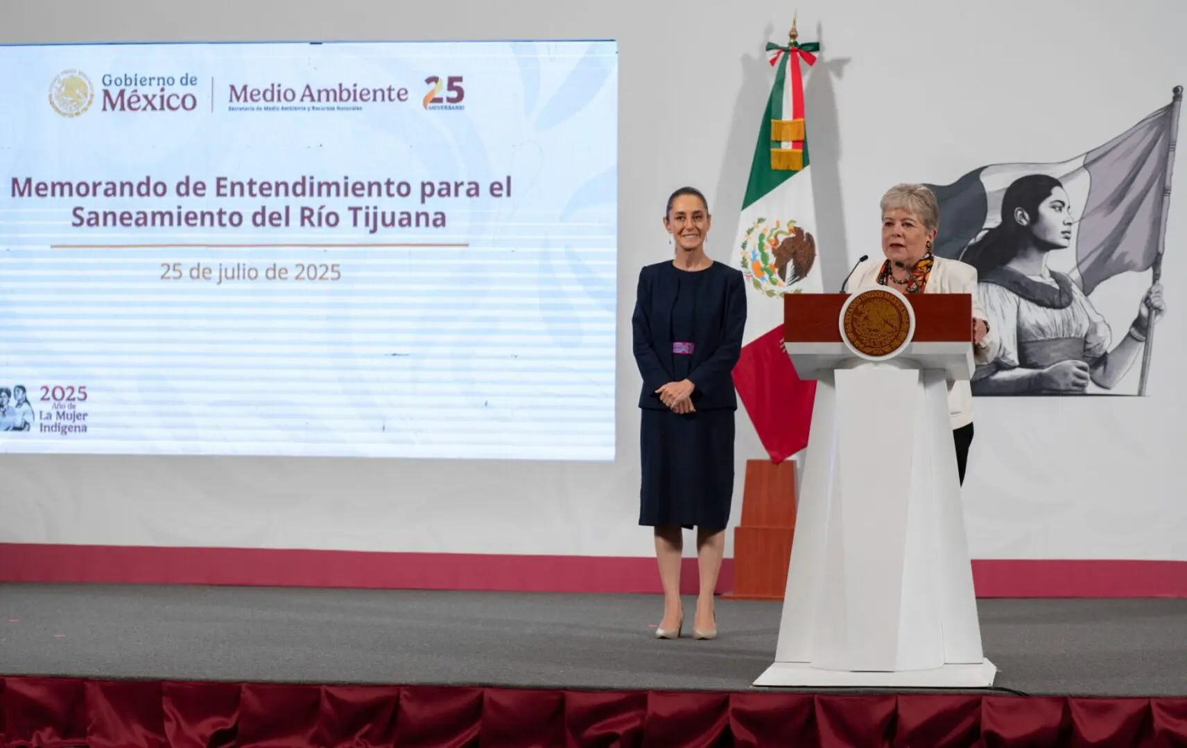 Claudia Sheinbaum y Alicia Bárcena anuncian acuerdo México-EE.UU. para sanear el río Tijuana