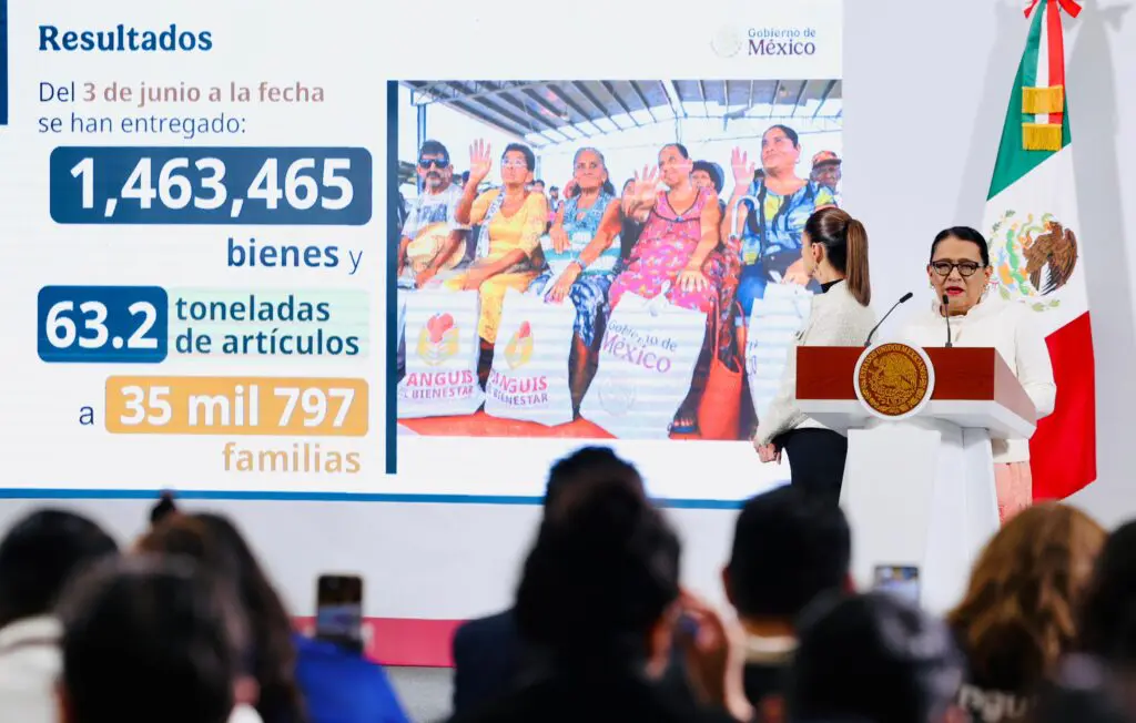 Rosa Icela Rodríguez presenta en la mañanera los avances del Tianguis del Bienestar