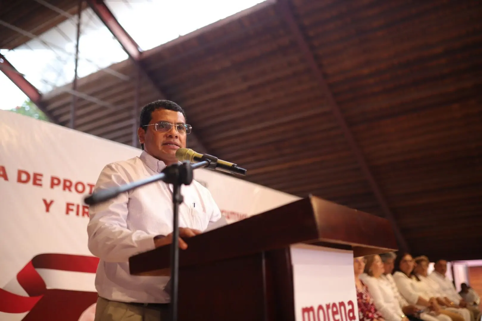 Jesús Selván García habla en acto oficial de Morena Tabasco