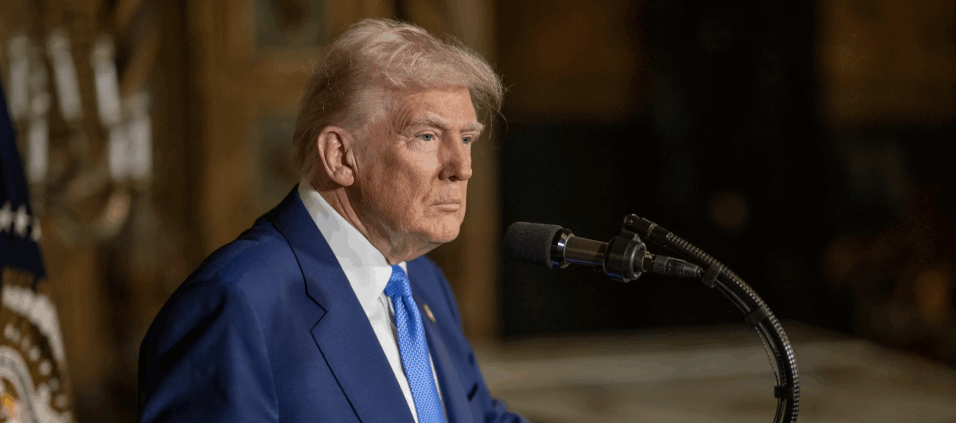 Imagen ilustrativa de Donald Trump durante un mensaje ante medios