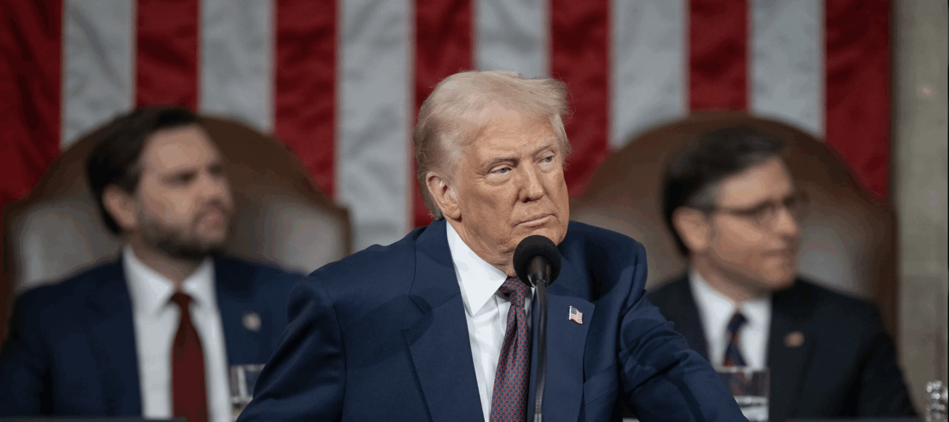 Donald Trump en discurso oficial en Washington durante su mandato