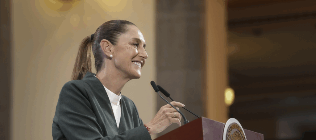 Claudia Sheinbaum durante la conferencia matutina del 22 de agosto en Palacio Nacional