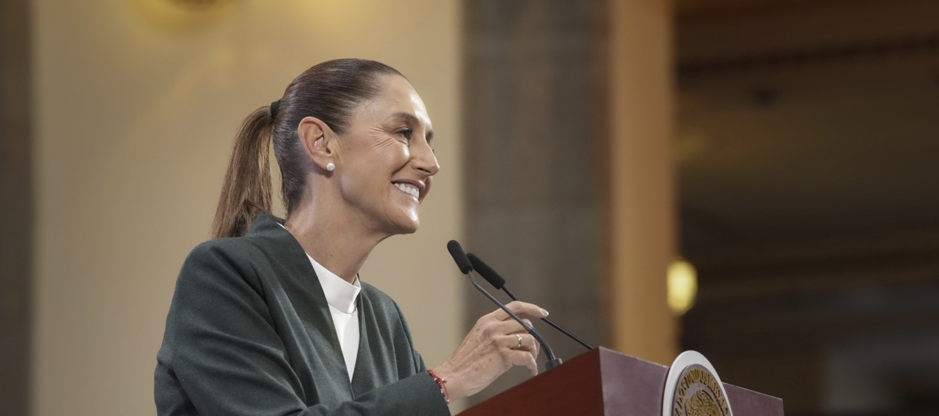 Claudia Sheinbaum durante la conferencia matutina del 22 de agosto en Palacio Nacional