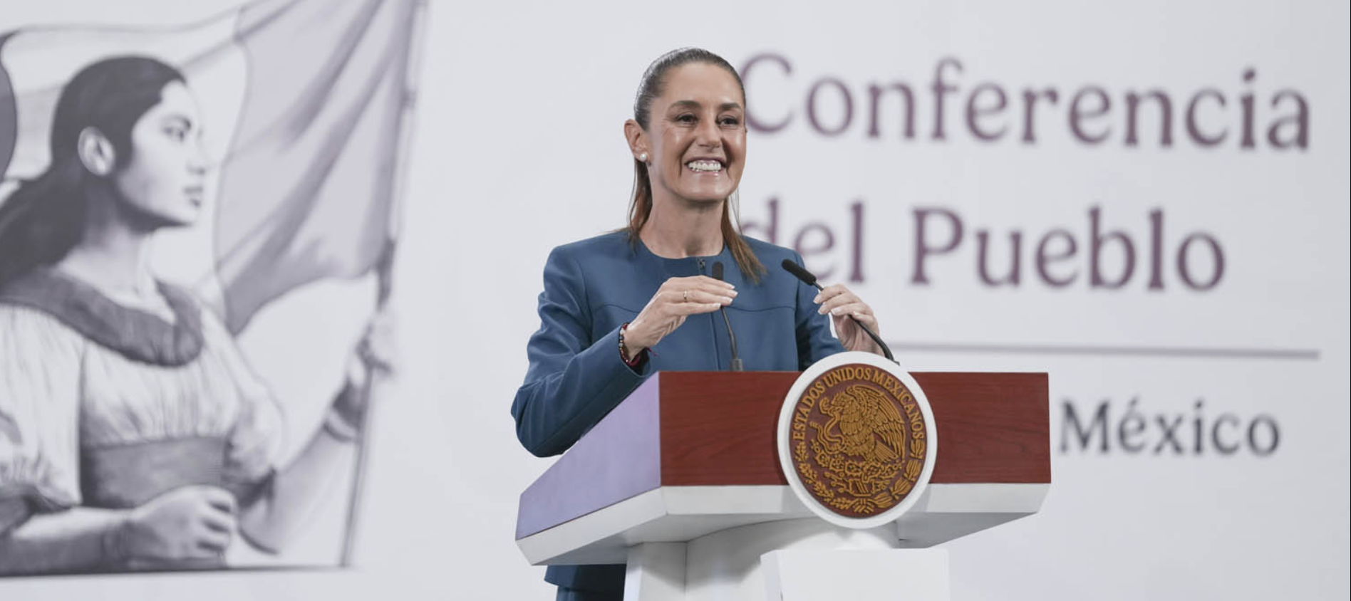 Claudia Sheinbaum en conferencia del pueblo en Palacio Nacional