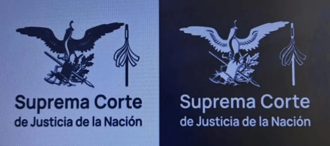 Logotipo de la Suprema Corte con águila juarista y bastón de mando