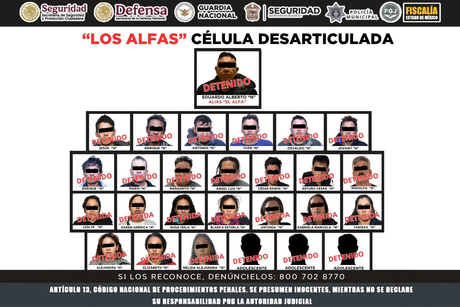 Autoridades mexicanas detienen a integrantes del grupo criminal “Los Alfas”
