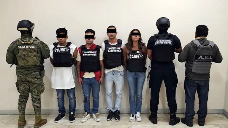 Detención de presuntos miembros de La Barredora en Puebla