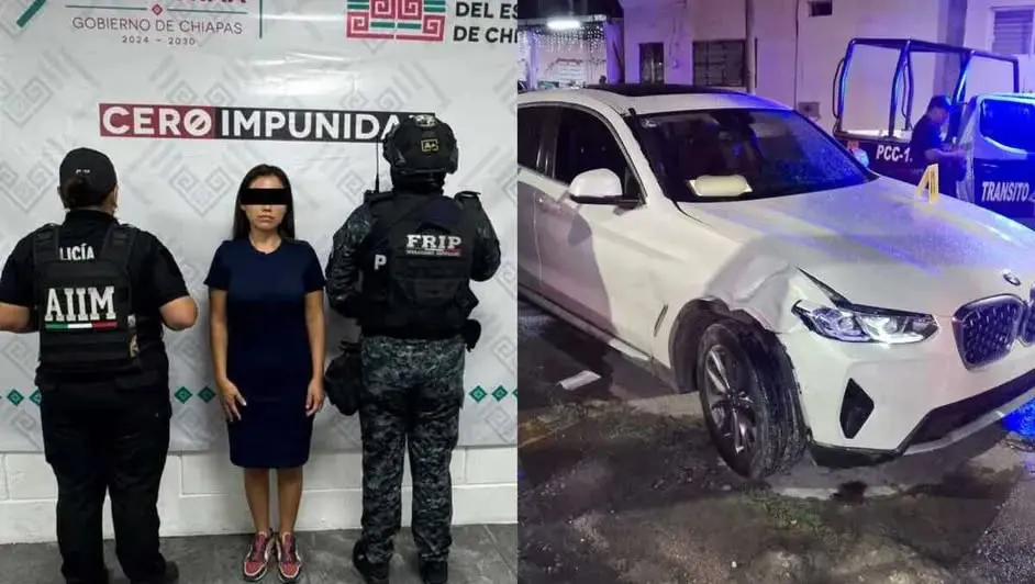 Detención de mujer por tentativa de feminicidio y vehículo BMW usado en el ataque en Tuxtla