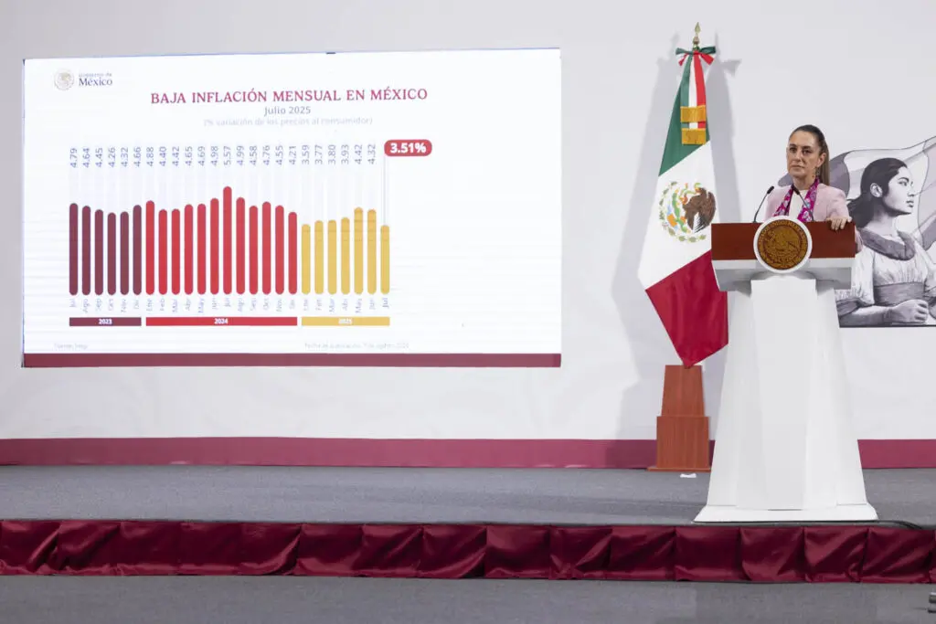Sheinbaum muestra gráfica sobre inflación durante conferencia matutina