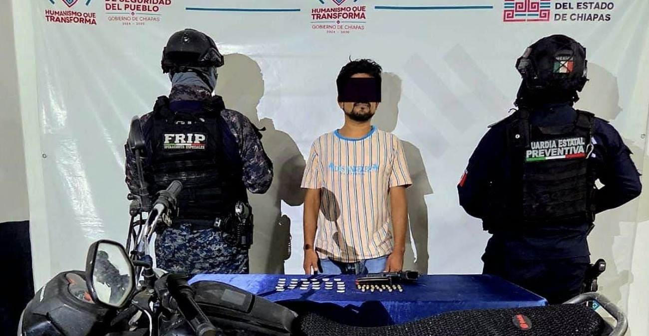 Detención en Tapachula de sujeto armado con droga