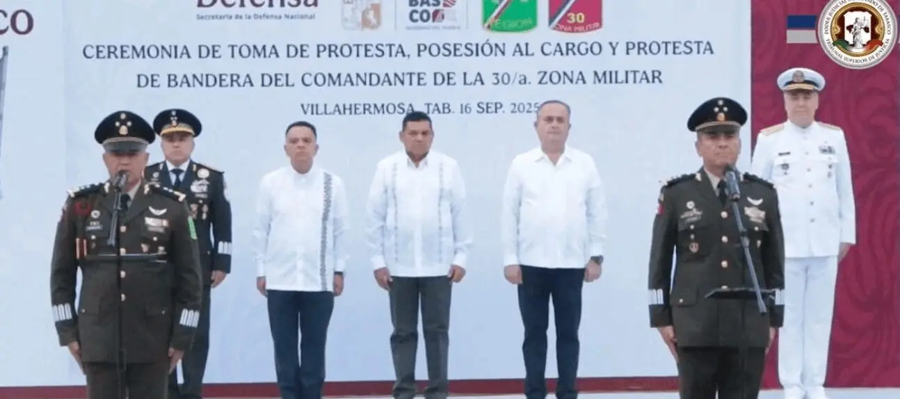 Military ceremony with officials in uniform.