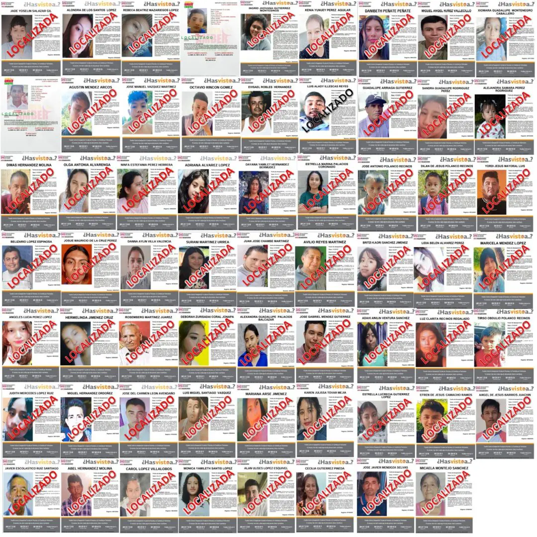 Collage de fichas de búsqueda localizadas agosto 2025