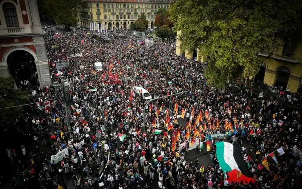 Italia vive histórica huelga por Gaza