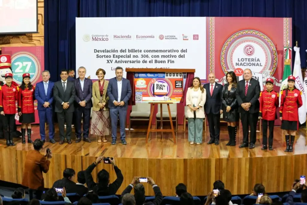 Billete conmemorativo del XV aniversario del Buen Fin 2025 de la Lotería Nacional