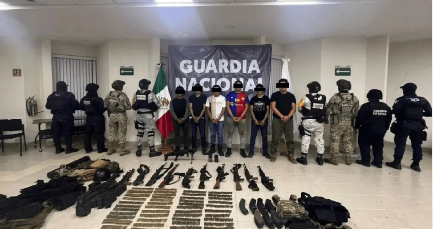 People detained with weapons by National Guard.