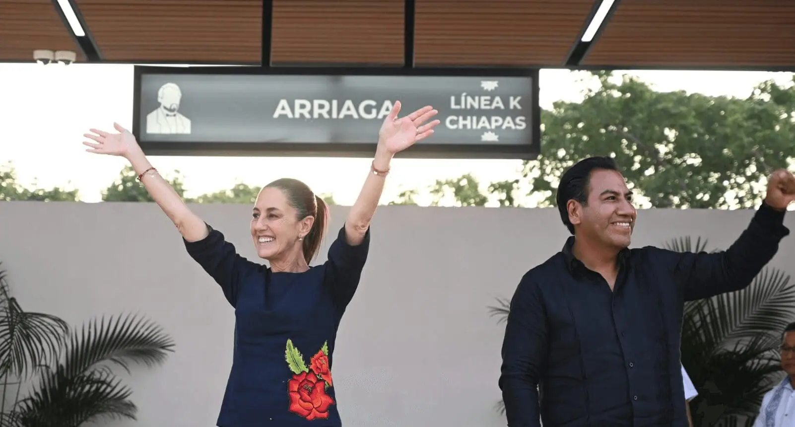 Sheinbaum y Eduardo Ramírez en la estación Arriaga del Tren Interoceánico
