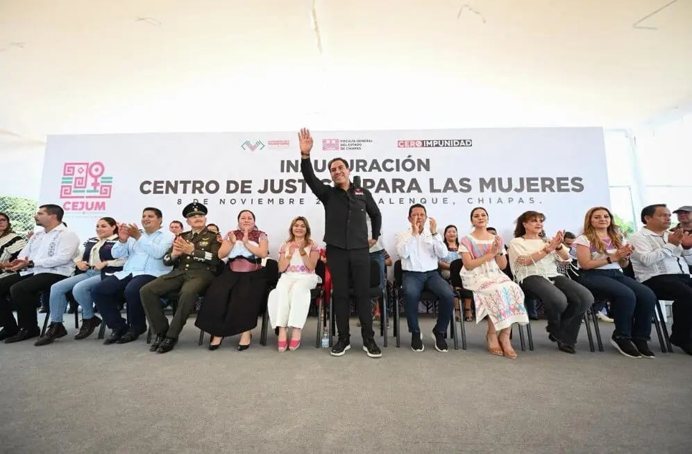 Officials onstage at women's justice center inauguration