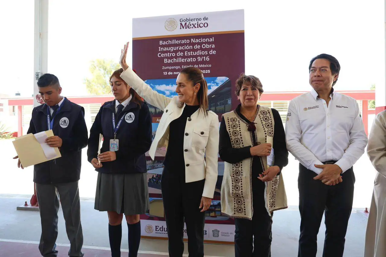 Officials and students at school inauguration