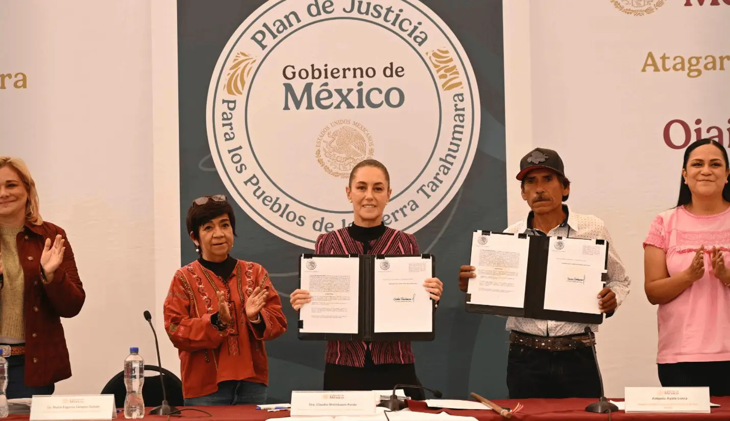 Claudia Sheinbaum firma decreto de restitución de tierras al pueblo Ódami en la Sierra Tarahumara