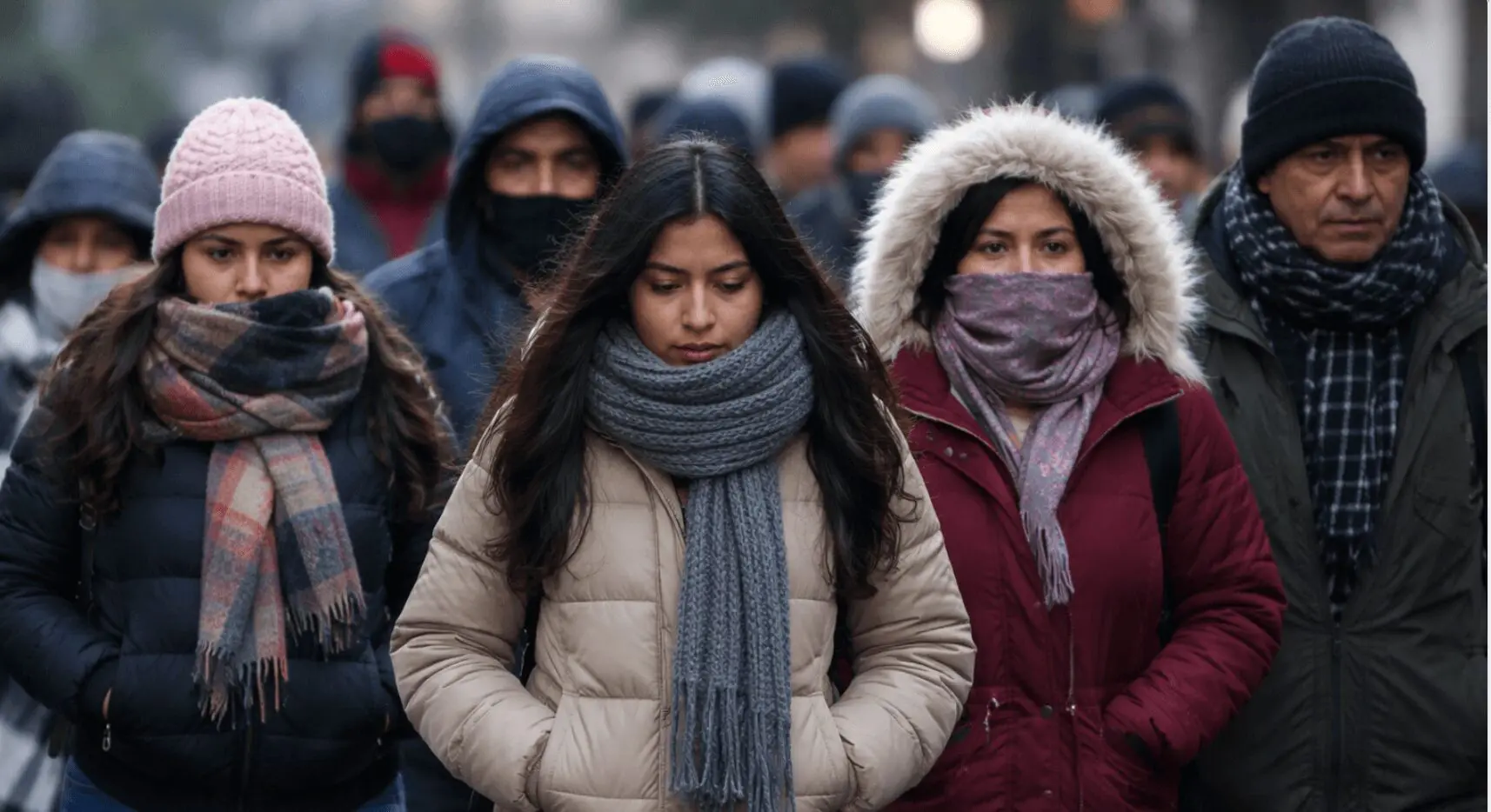 Personas caminan abrigadas en el Centro Histórico ante bajas temperaturas