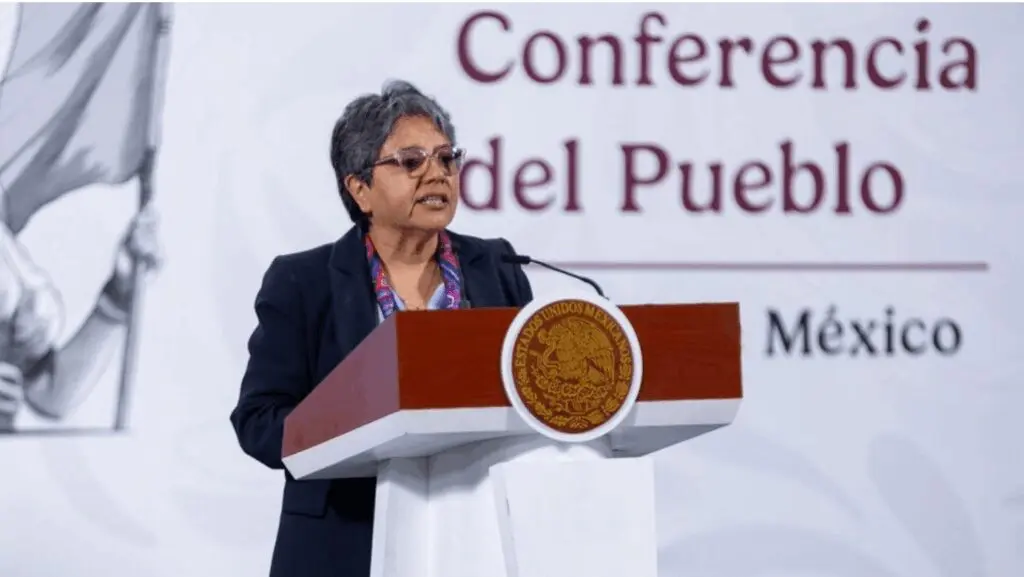 Raquel Buenrostro durante la conferencia matutina en Palacio Nacional, en imagen de archivo.