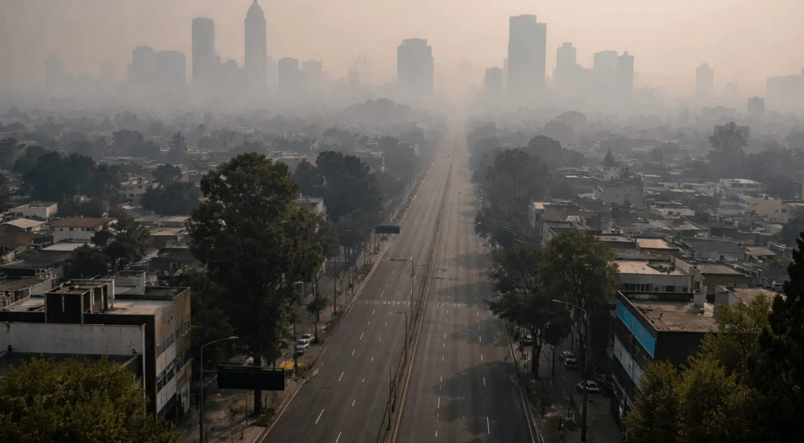 Cielo contaminado en la Ciudad de México durante la activación de la contingencia ambiental