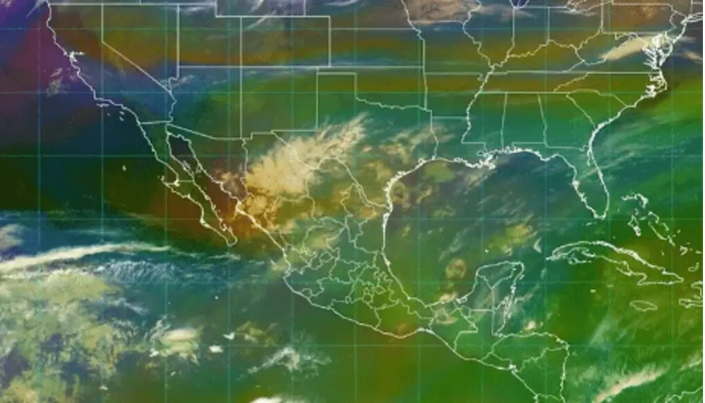 Frente frío 27 observado en imagen satelital de Conagua Clima