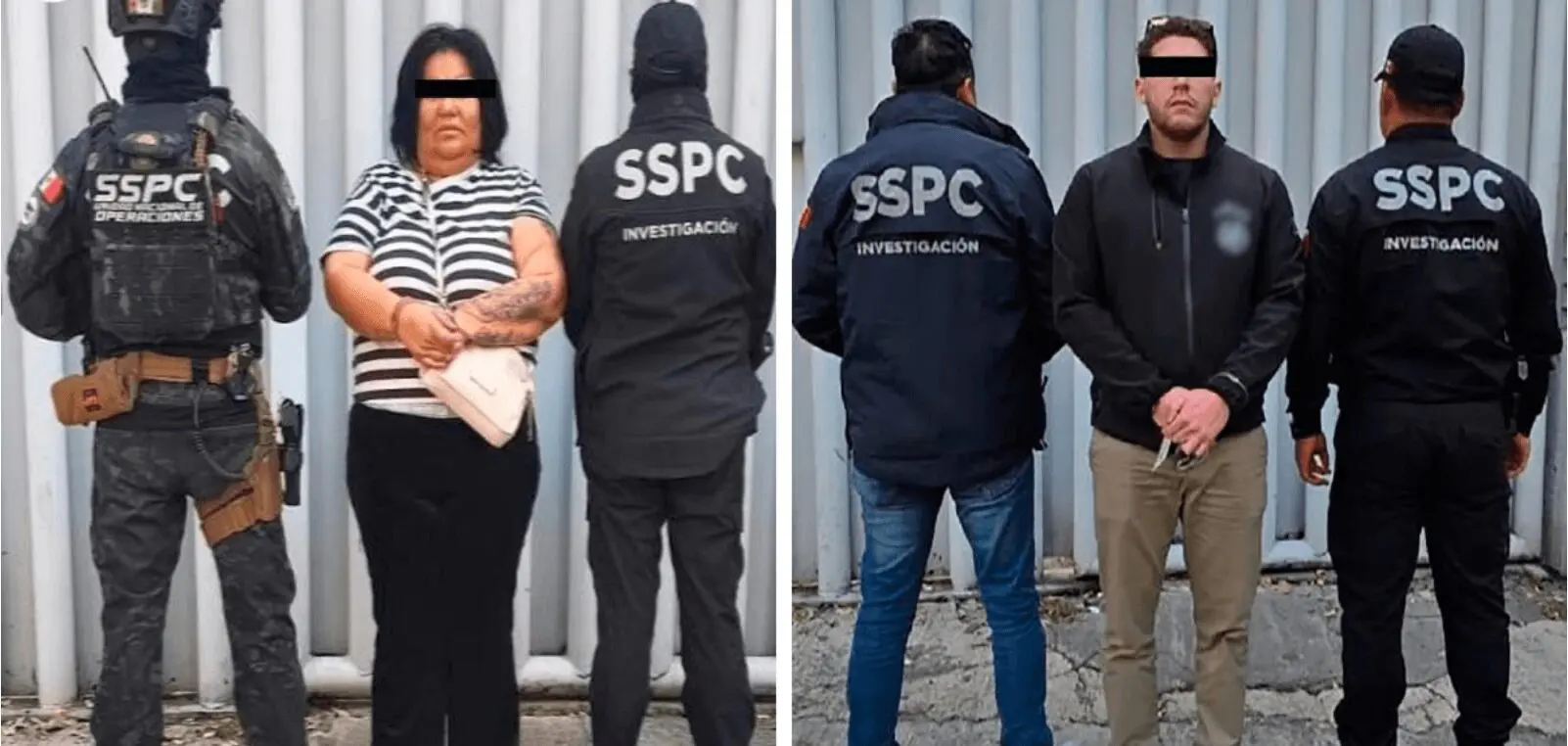 Two arrested suspects flanked by SSPC officers