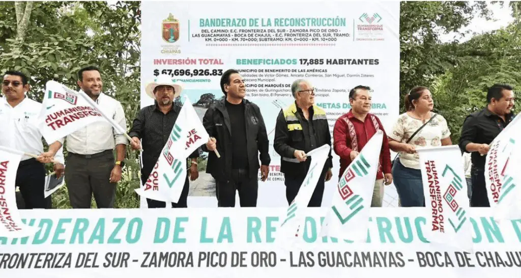 Eduardo Ramírez Aguilar encabeza inicio de obras carreteras en Benemérito de las Américas