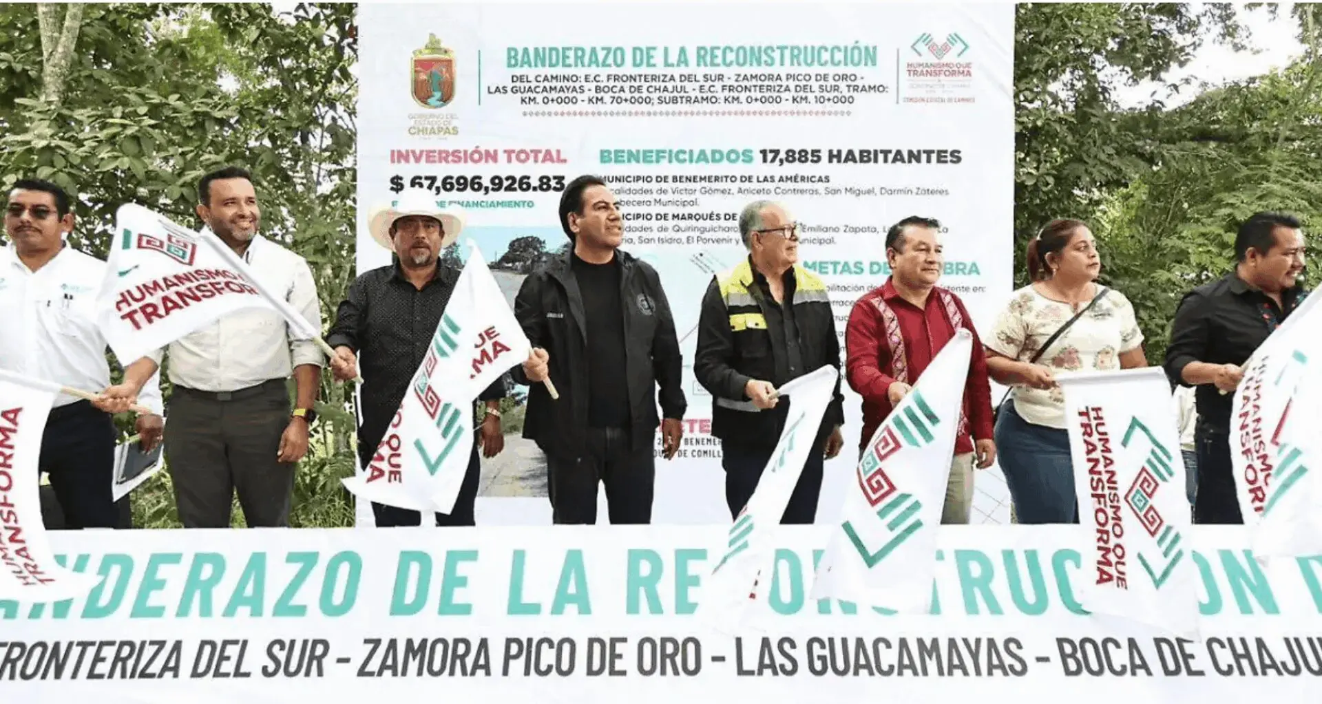 Eduardo Ramírez Aguilar encabeza inicio de obras carreteras en Benemérito de las Américas