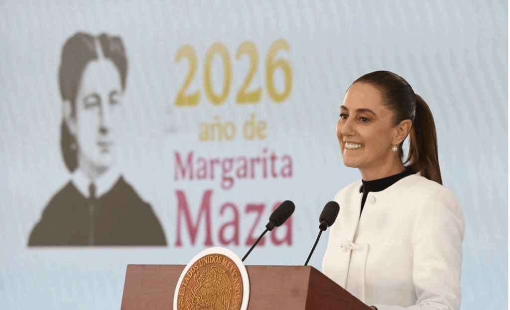 Claudia Sheinbaum durante conferencia en Ecatepec donde habló de la reforma electoral