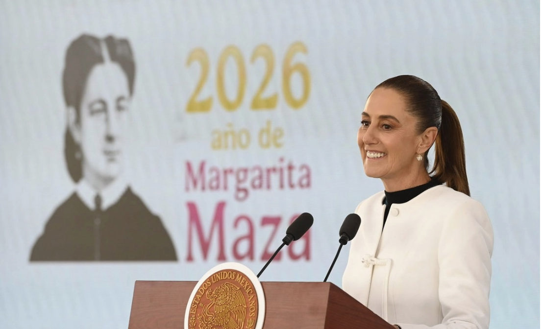 Claudia Sheinbaum durante conferencia en Ecatepec donde habló de la reforma electoral