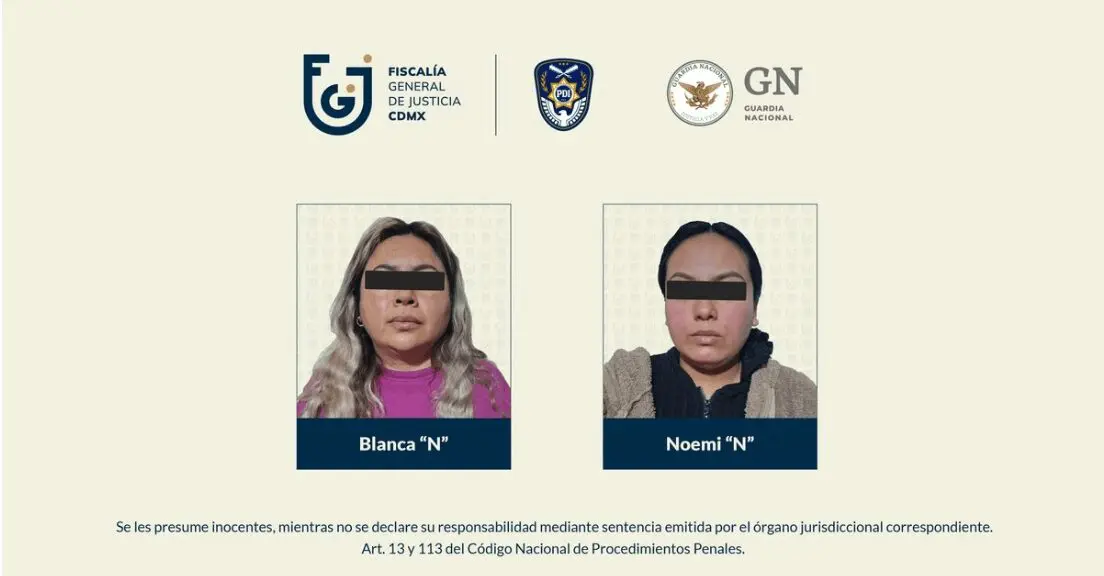 Two female mugshots with black bars over eyes