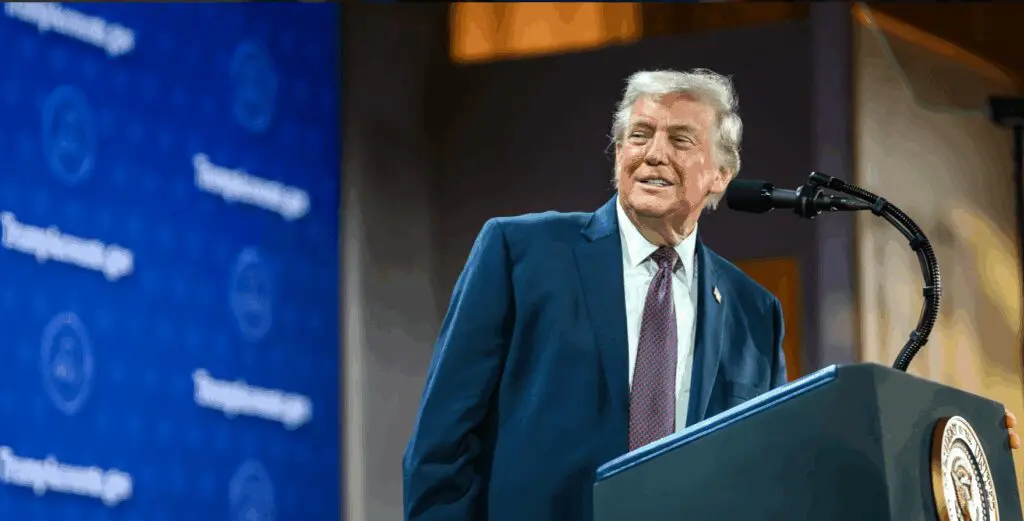 Donald Trump durante un evento público en Estados Unidos