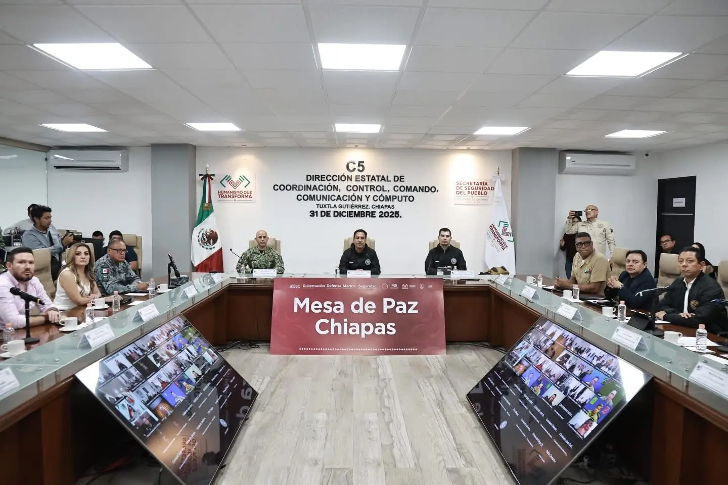 Mesa de Paz instalada en Chiapas con autoridades de seguridad en sesión permanente