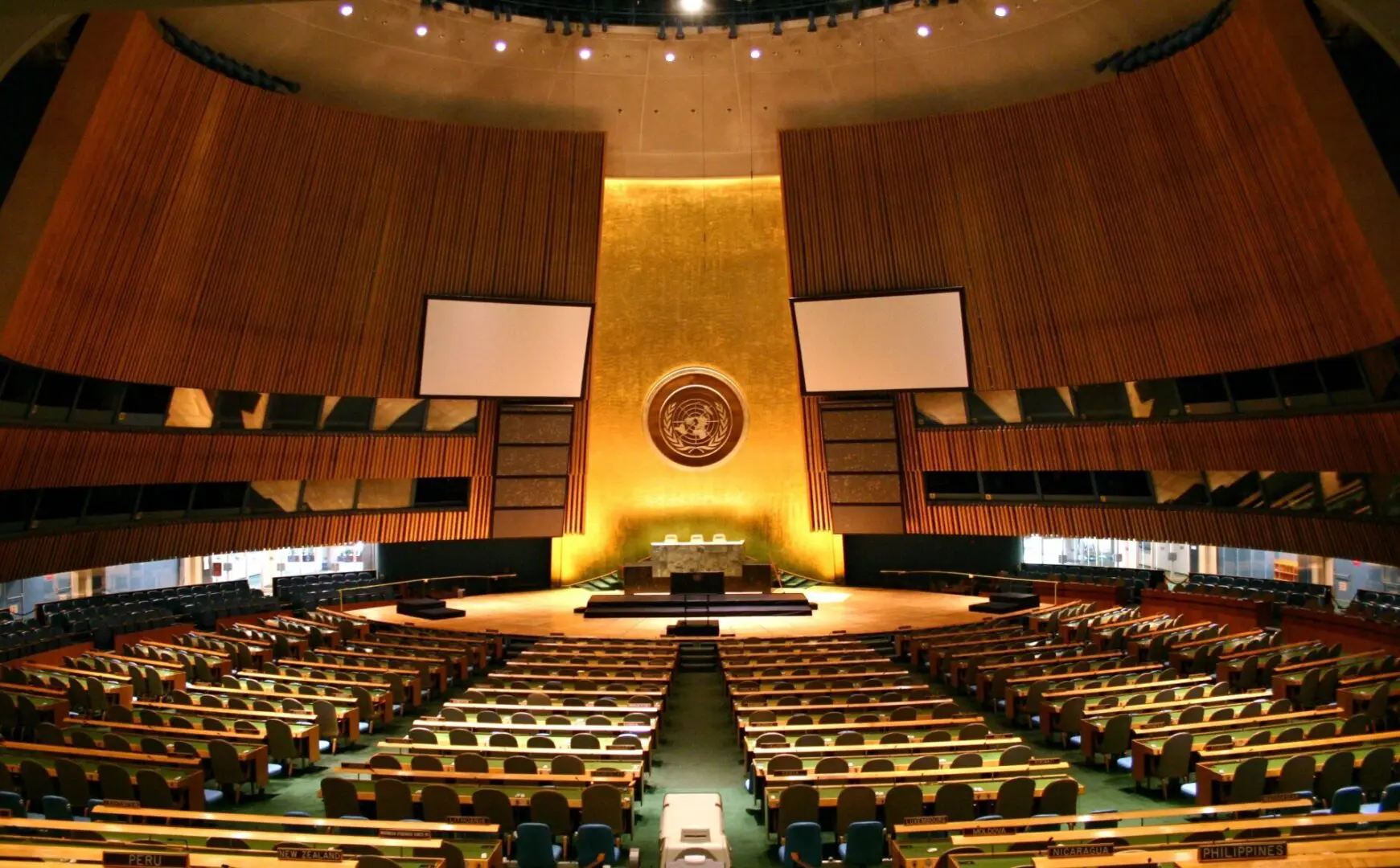 Vista del salón de la Asamblea General de la ONU durante una sesión plenaria en la sede de Naciones Unidas