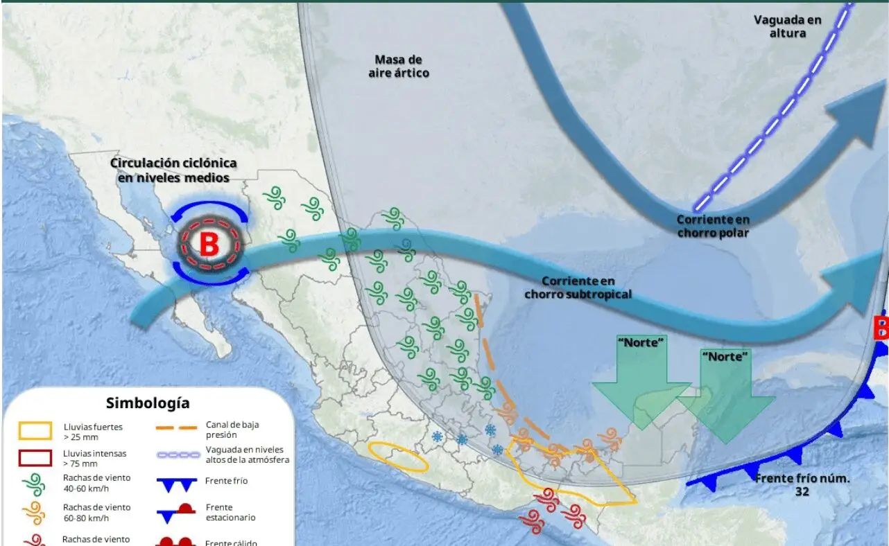 Lluvias y frente frío 32 generan vientos fuertes y oleaje elevado en Chiapas