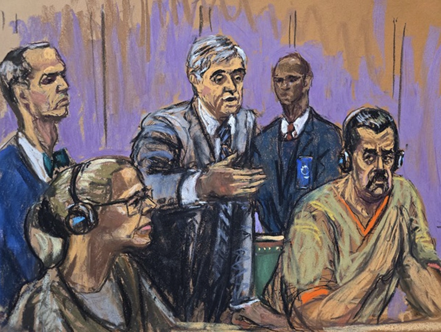 Ilustración de Nicolas Maduro durante comparecencia en Nueva York