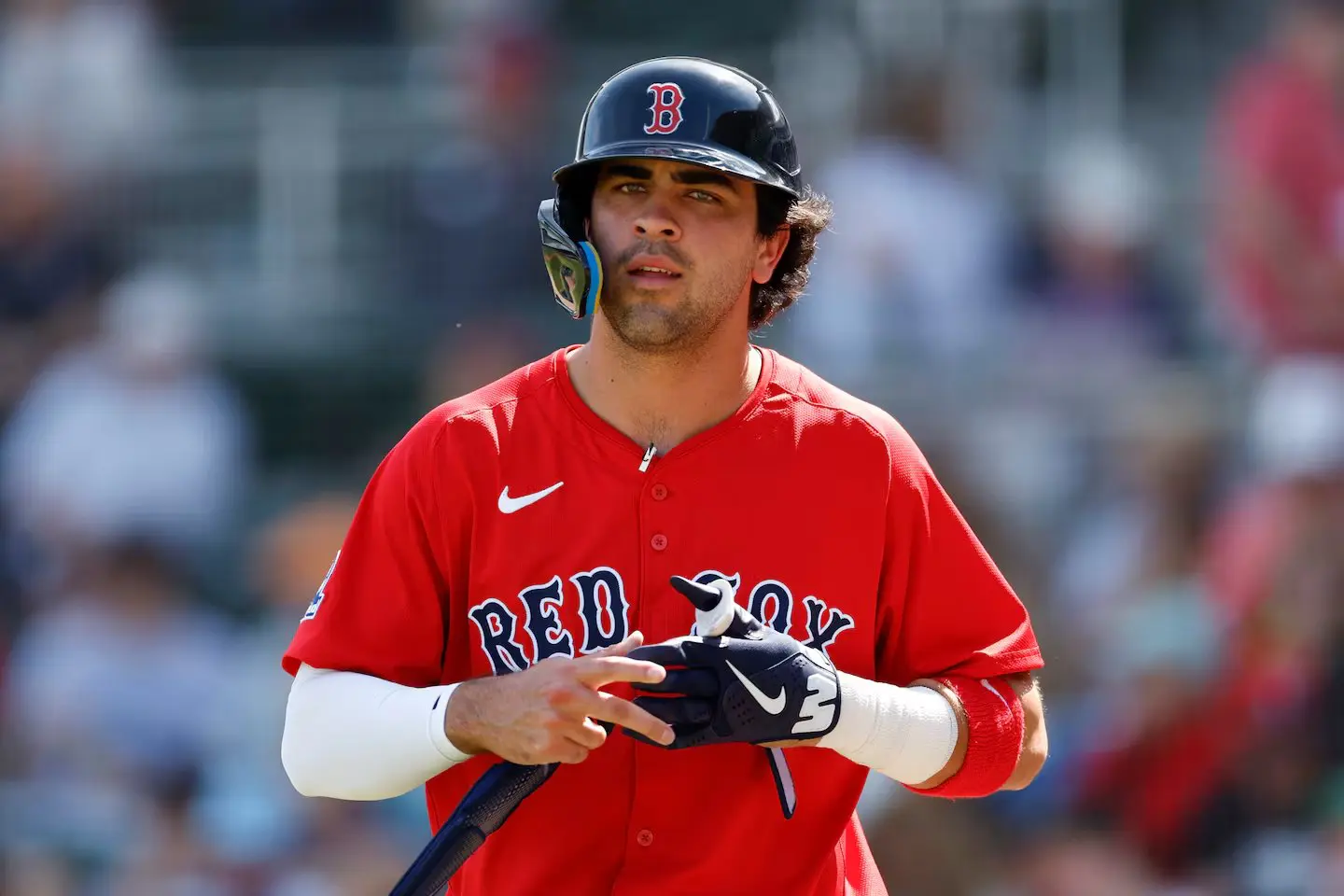 Marcelo Mayer en un juego de los Boston Red Sox.