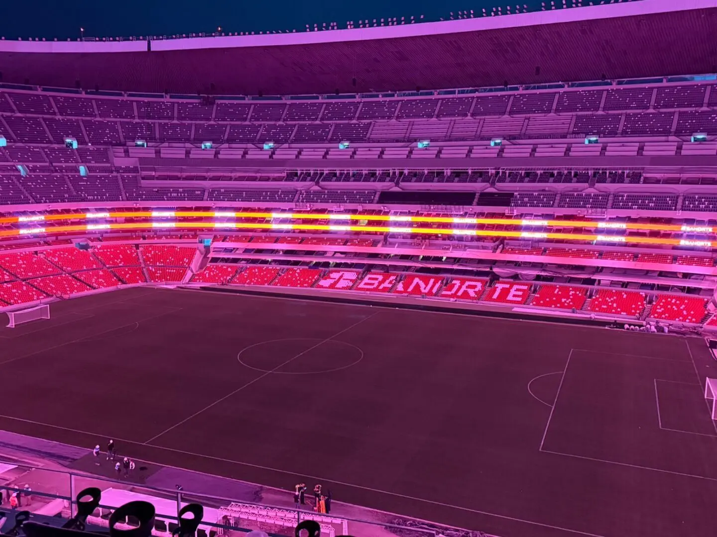 Estadio Banorte durante una prueba de audio y video