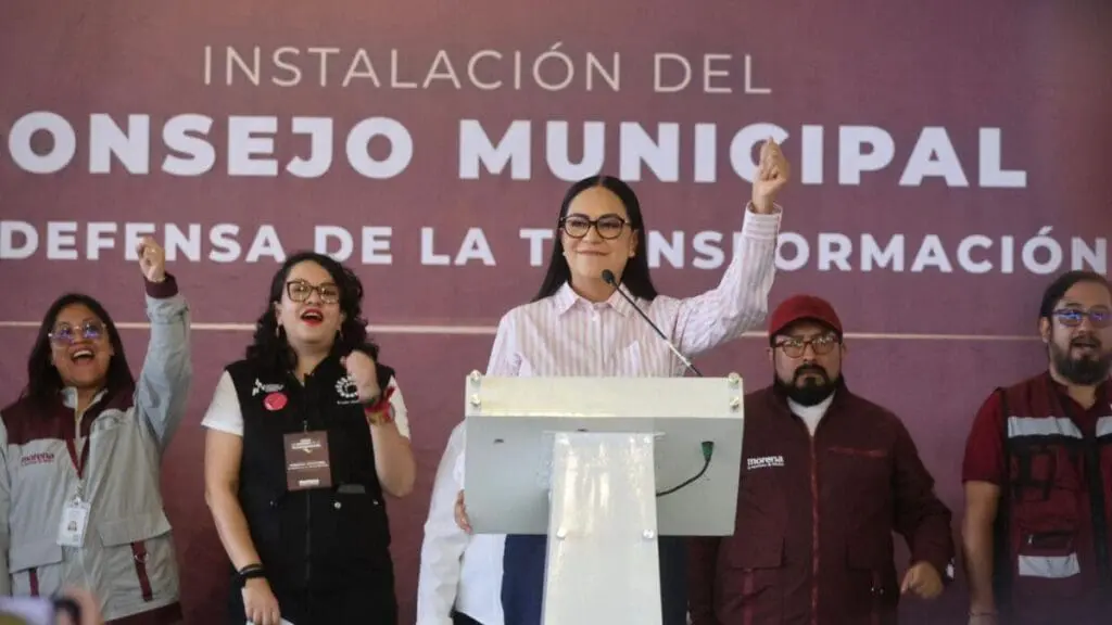 Woman speaking at municipal council event