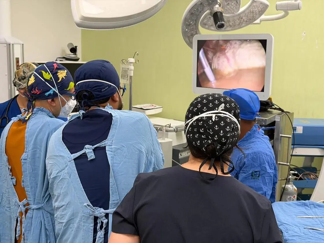 Surgical team performing endoscopic procedure