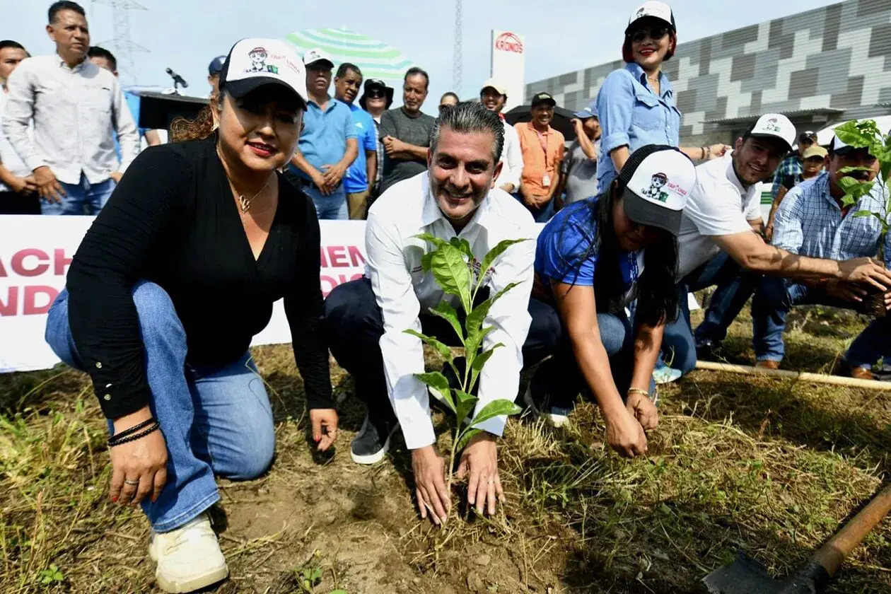 People planting a sapling at community event