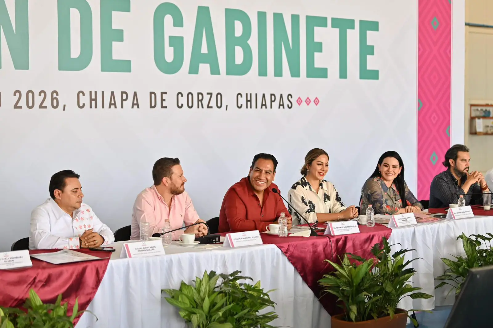 Government officials seated at Chiapas meeting