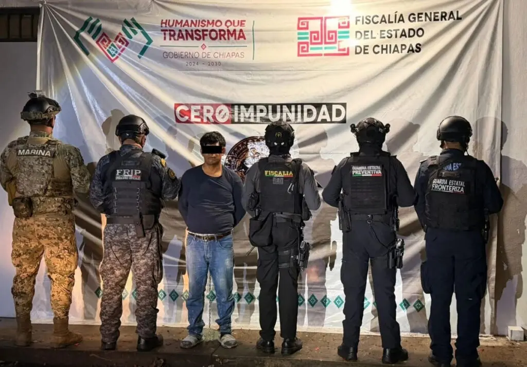 Suspect detained by Mexican law enforcement officers