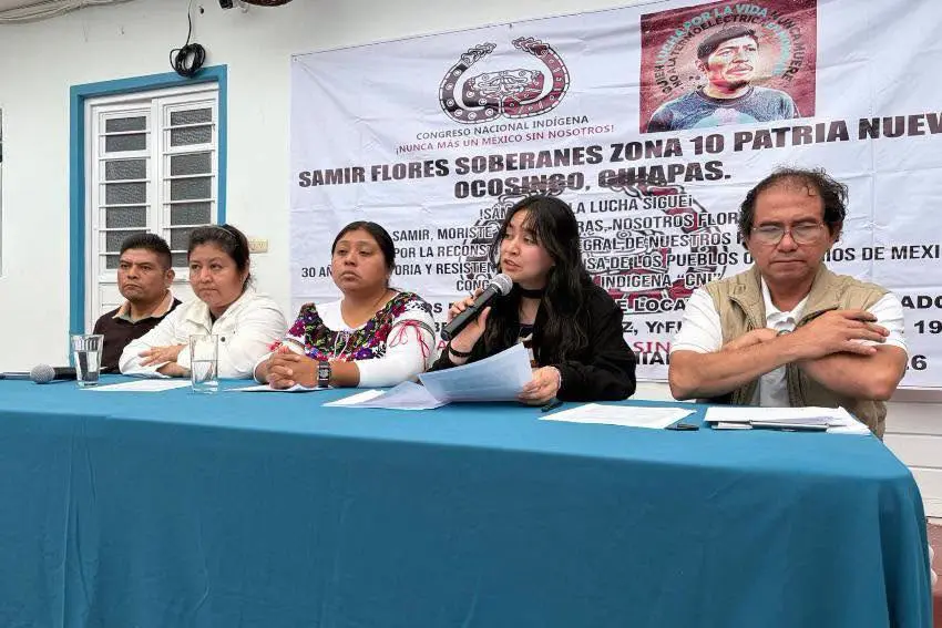 Locatarios tseltales durante conferencia de prensa por conflicto en mercado de Ocosingo